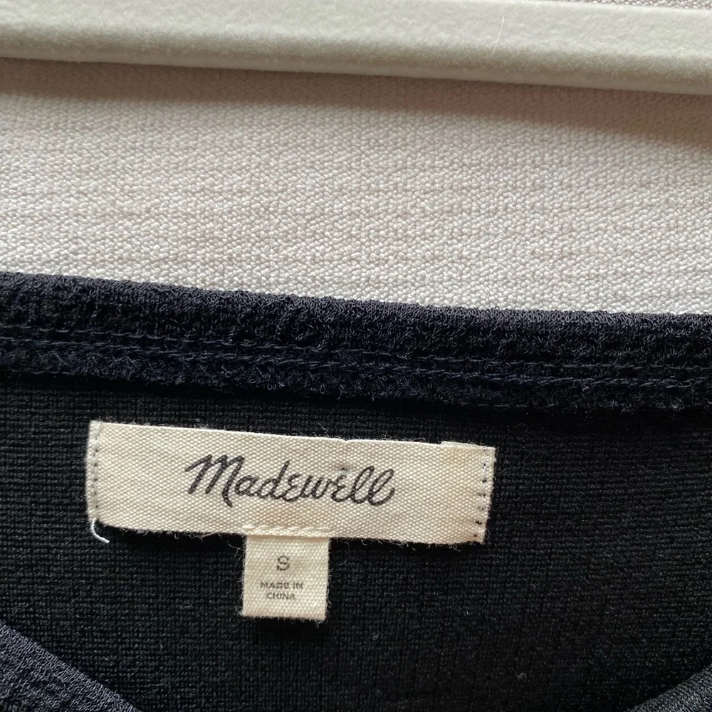 Madewell crepe square-neck puff-sleeve top black small A63